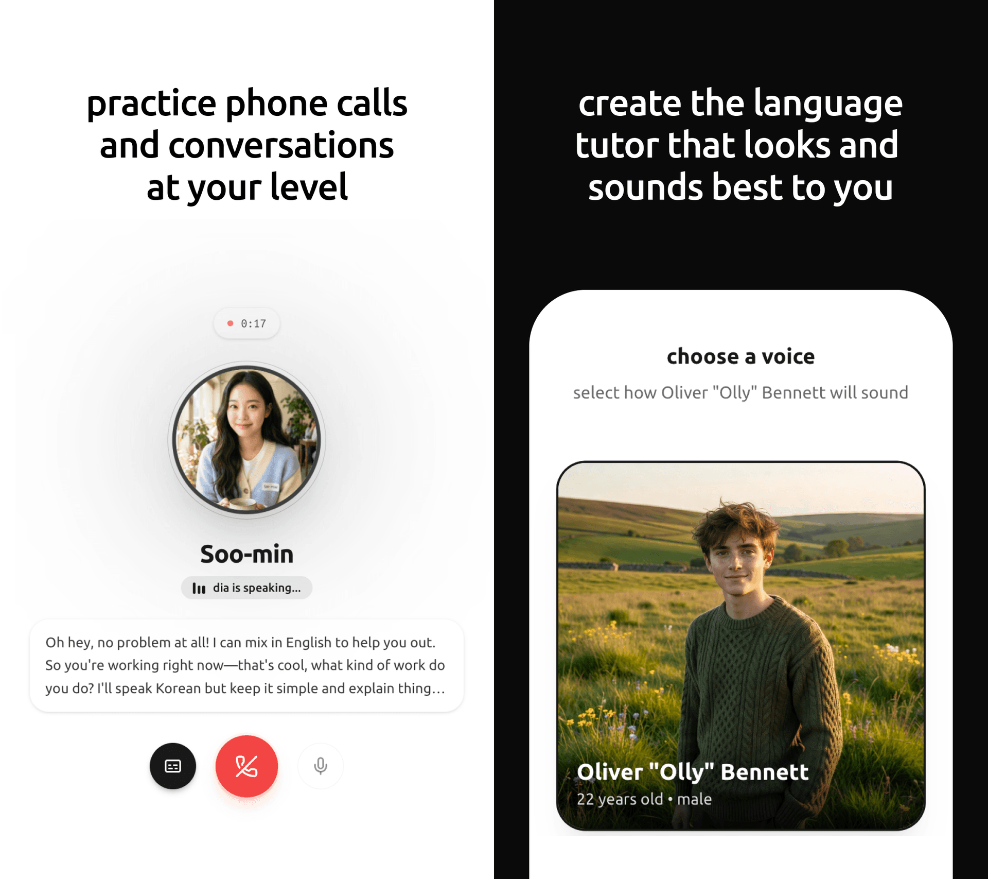 Learn English online with an AI tutor that actually talks back — TalkToDia AI language learning app screenshot 2