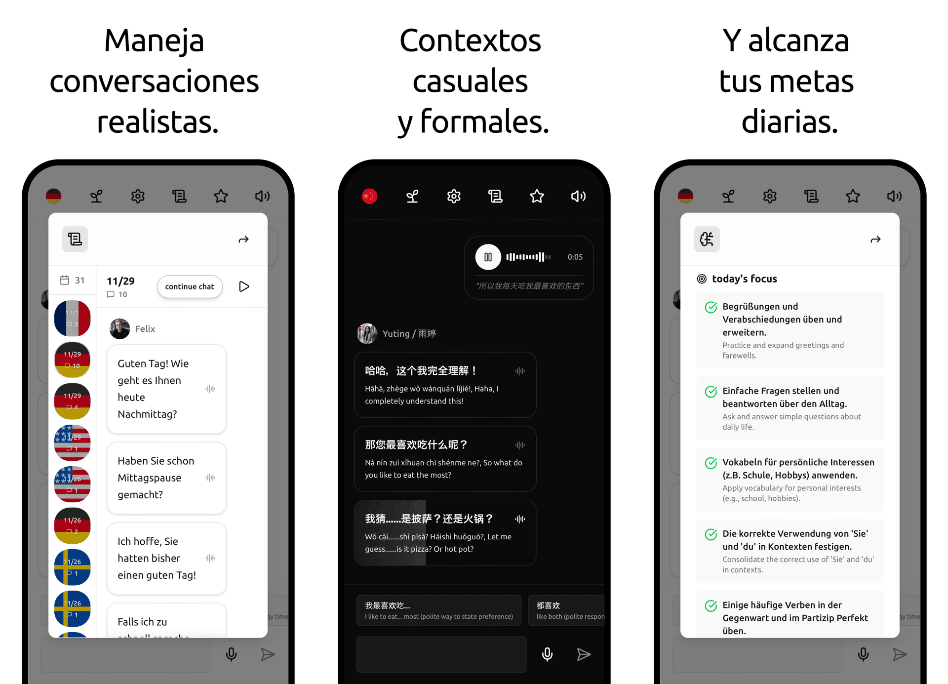 Aprende chino online con un tutor IA que de verdad te responde — TalkToDia AI language learning app screenshot 2